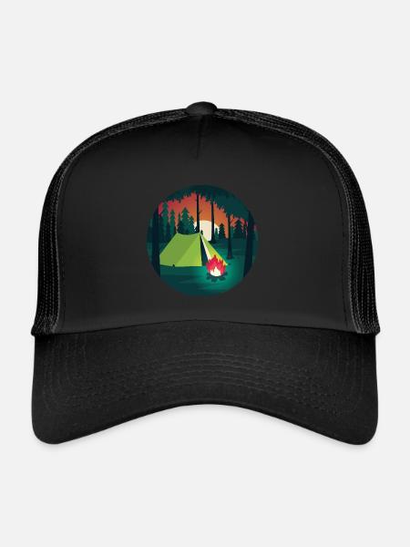 Camping Forest Clothing Shirt Cap Cup - Trucker Cap - black/black - Front
