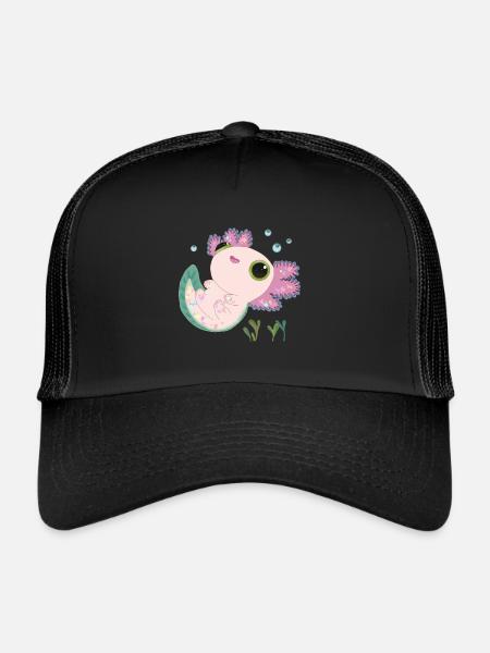 Axolotl doux - Casquette trucker  - noir/noir - Devant