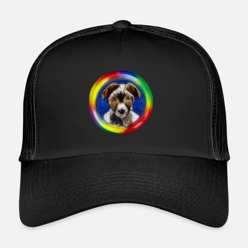 Regenbogen Hund Jack Russel Terrier - Trucker Cap - Schwarz/Schwarz