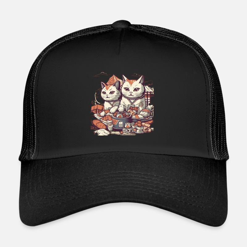 Comic Katzen essen süßes Gebäck Trucker Cap