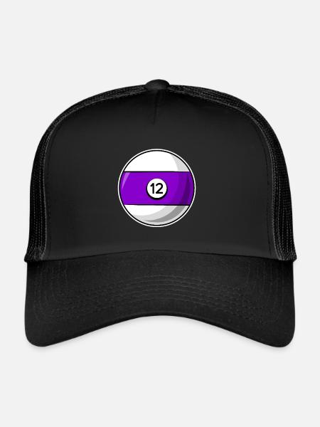 Boule de billard 12 Billard violet douze - Casquette trucker  - noir/noir - Devant