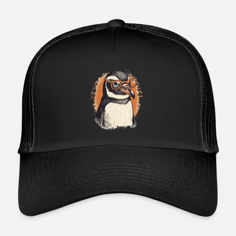 Nerdy Pinguin mit oranger Brille Trucker Cap