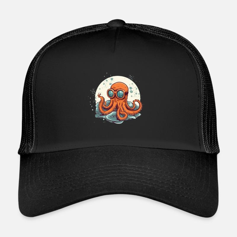 Poulpe comique ringard avec lunettes Casquette trucker 