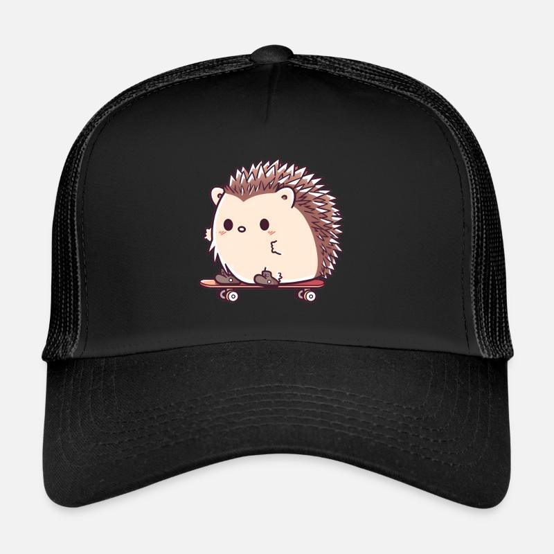Patinage hérisson mignon - Casquette trucker  - noir/noir