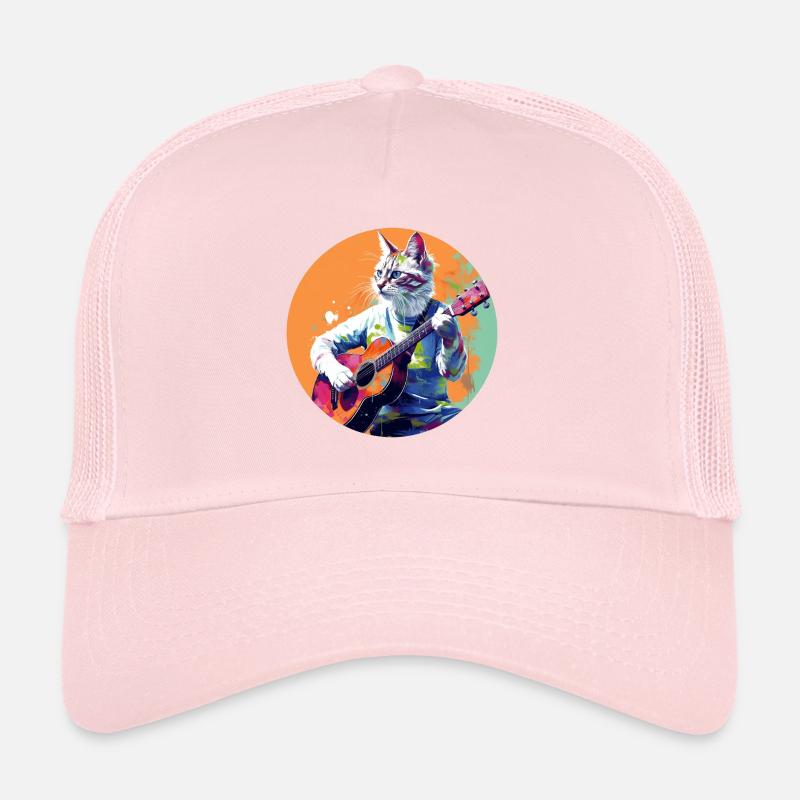 Cat playing guitar Trucker Cap