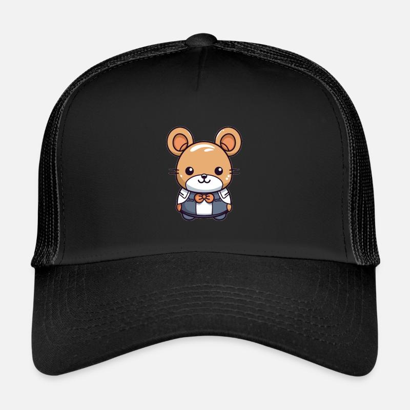 Maus - Kawaii Style - Trucker Cap - Schwarz/Schwarz