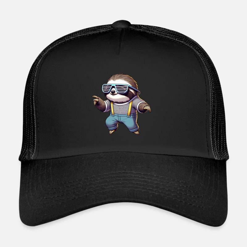 A 80s retro sloth with chill Vibes Trucker Cap