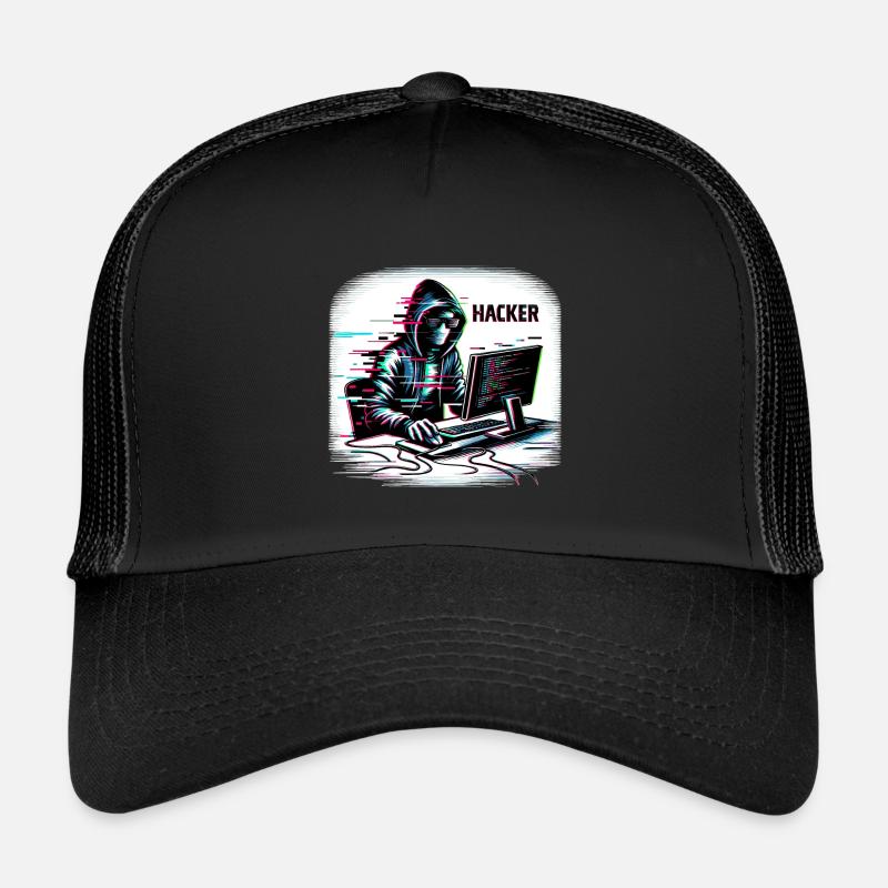 Hacker - Illustration - Trucker Cap - Schwarz/Schwarz