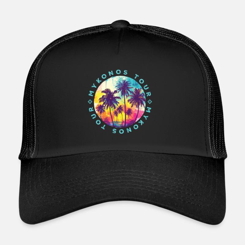 Visite de Mykonos Palmiers Casquette trucker 