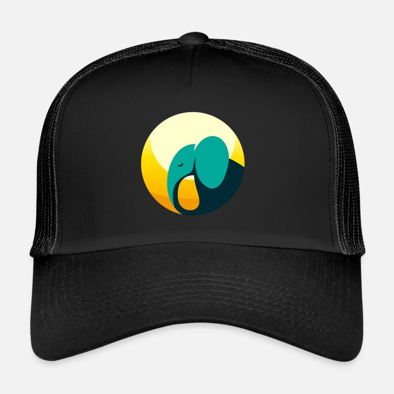 Abstrakter Elefant - Trucker Cap - Schwarz/Schwarz