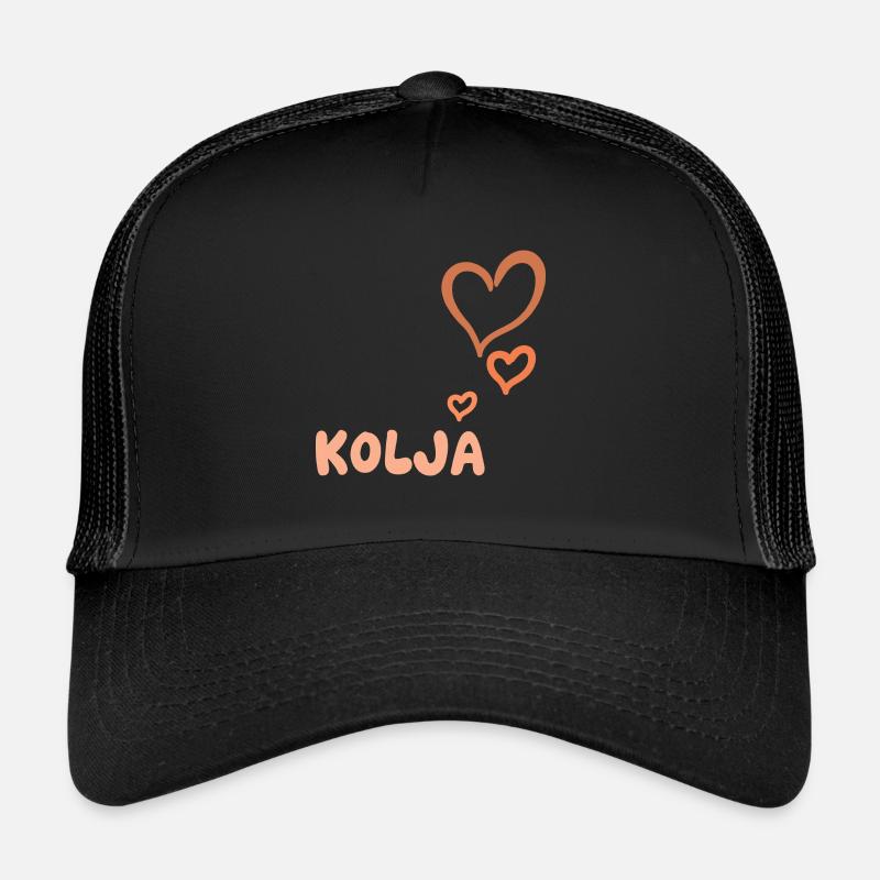 Geschenk für Kolja - Trucker Cap - Schwarz/Schwarz