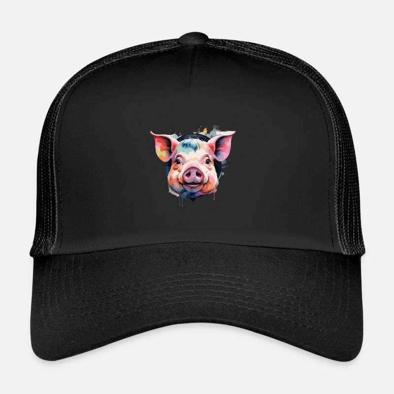 Cochon Cochon Cool Coloré - Casquette trucker  - noir/noir