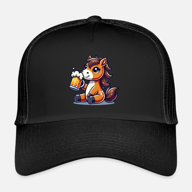 Cute Horse Drinking Beer Trucker Cap