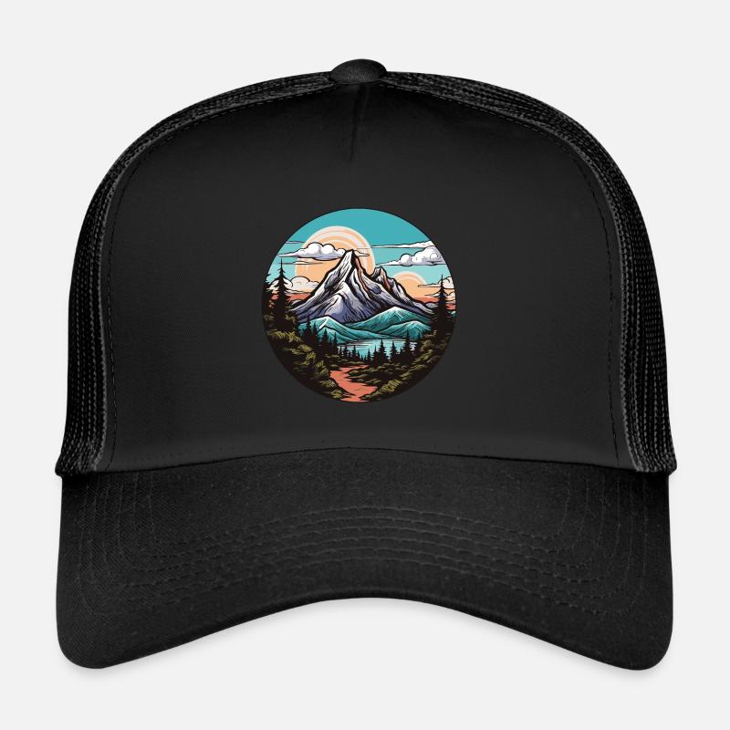 Paysage de montagnes - Casquette trucker  - noir/noir