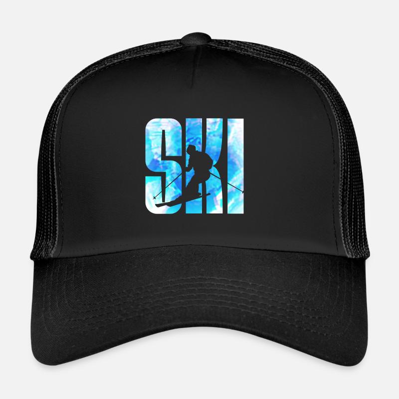 ski skifahren skifahrer - Trucker Cap - Schwarz/Schwarz
