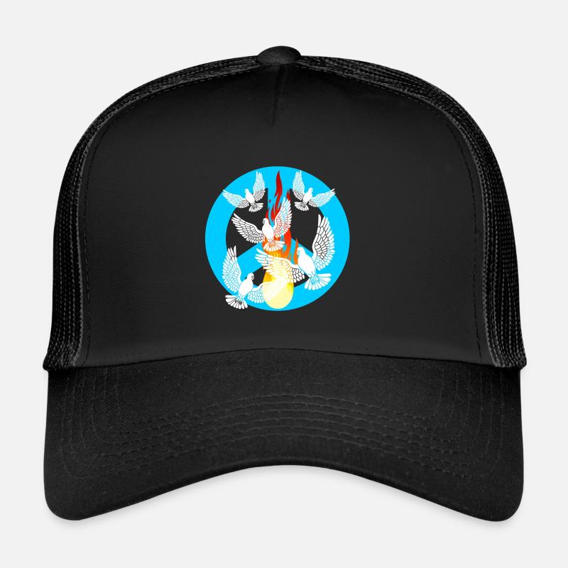 Peace Friedenstauben Weltfrieden Friedensbewegung - Trucker Cap - Schwarz/Schwarz