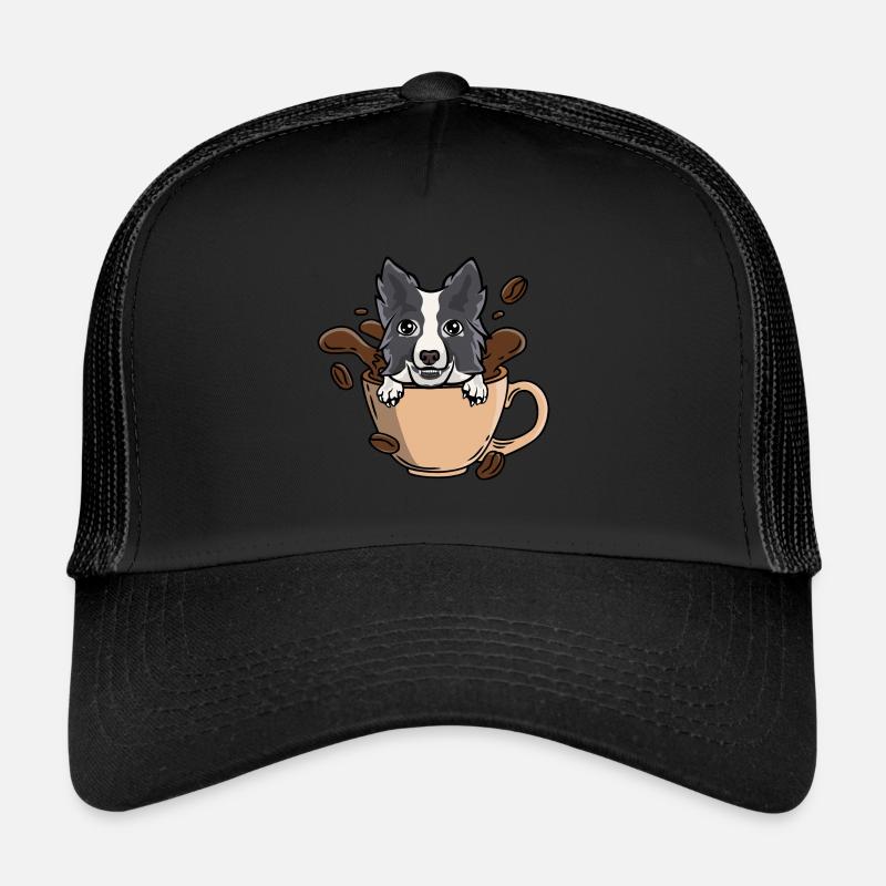 Border Collie in Coffee for Coffee Lovers - Trucker Cap - black/black