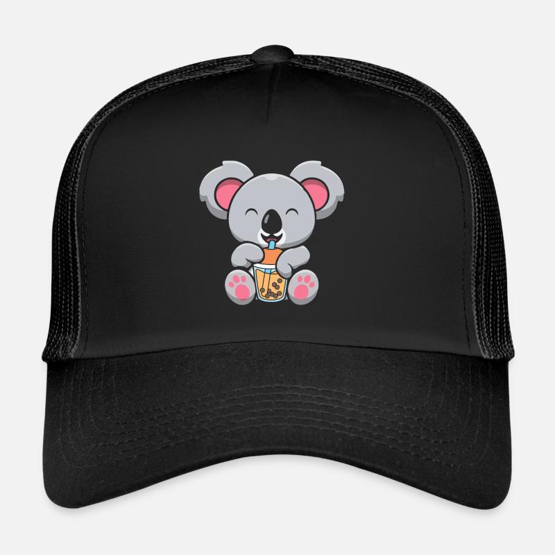Bubble Milk Tea Koala Drinking Boba Milk Tea Trucker Cap