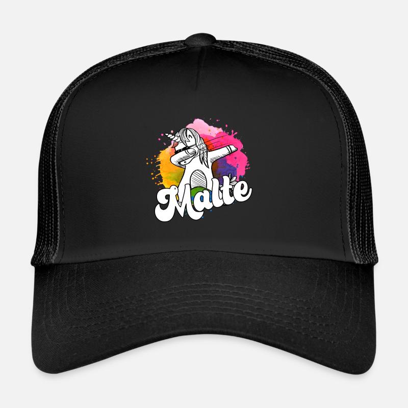 MALTE - Schöner Jungen Name mit Coolem Einhorn Trucker Cap