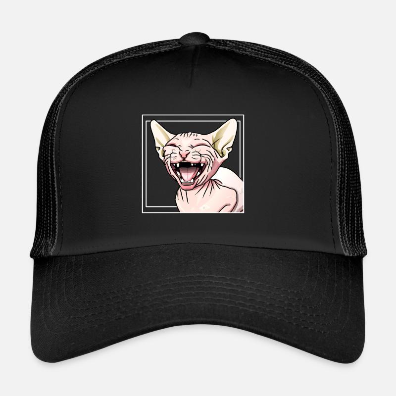 Sphynx-Katze lacht - Trucker Cap - Schwarz/Schwarz