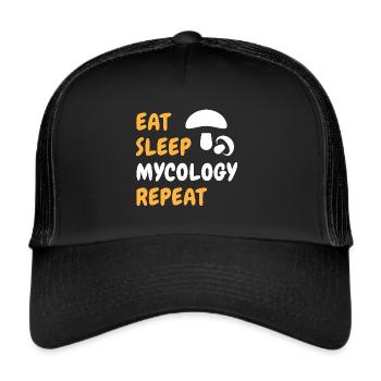 Manger, dormir, Mycologie, Répéter - Casquette trucker  - noir/noir - Devant