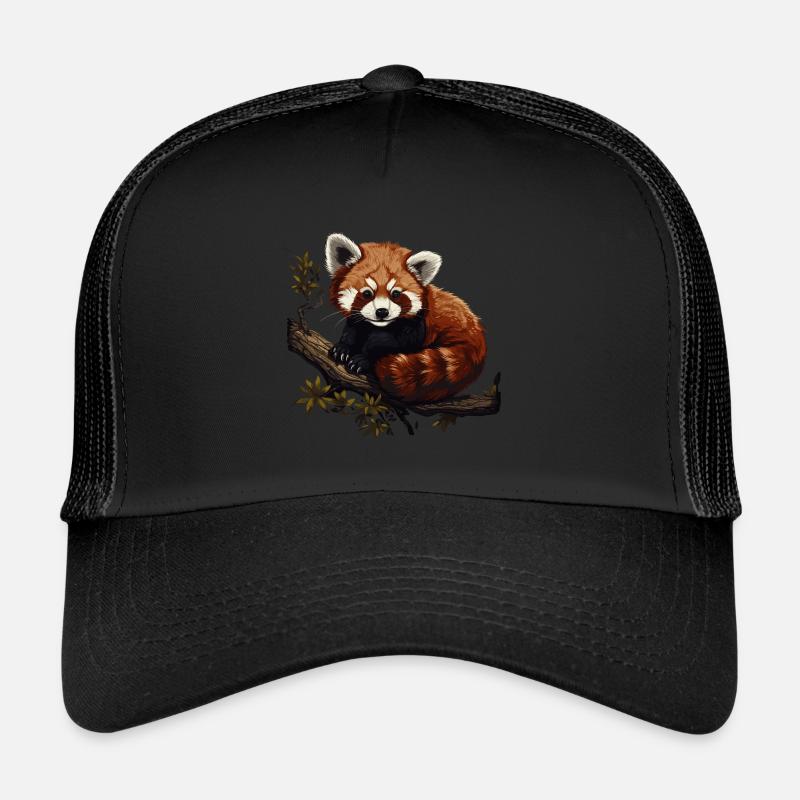 Red Panda Cat Bear Red Panda Baby - Trucker Cap - black/black