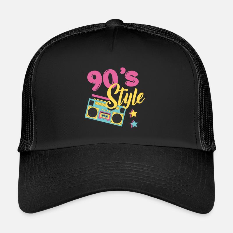 Stil der 90er Jahre - Trucker Cap - Schwarz/Schwarz