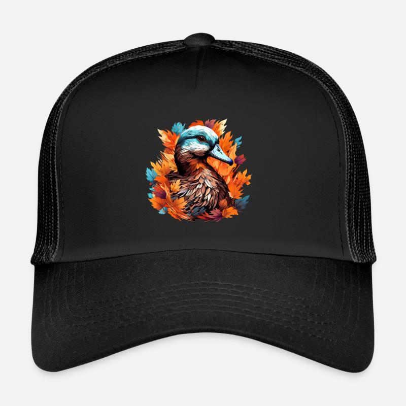 Canard doux dans le feuillage d’automne Casquette trucker 