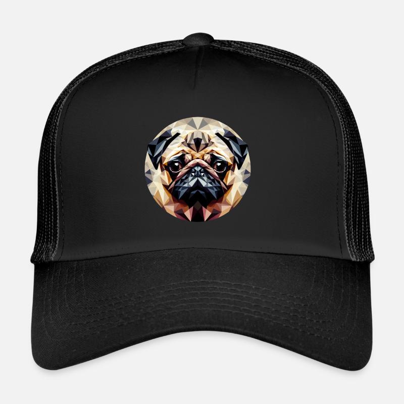 Polygonal Carlin Chien Rond Casquette trucker 