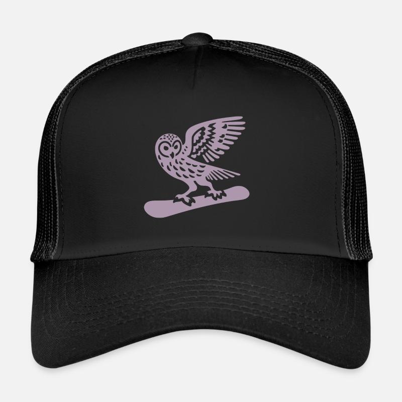 Eule Snowboard Snowboarder Minimalistisches Design - Trucker Cap - Schwarz/Schwarz