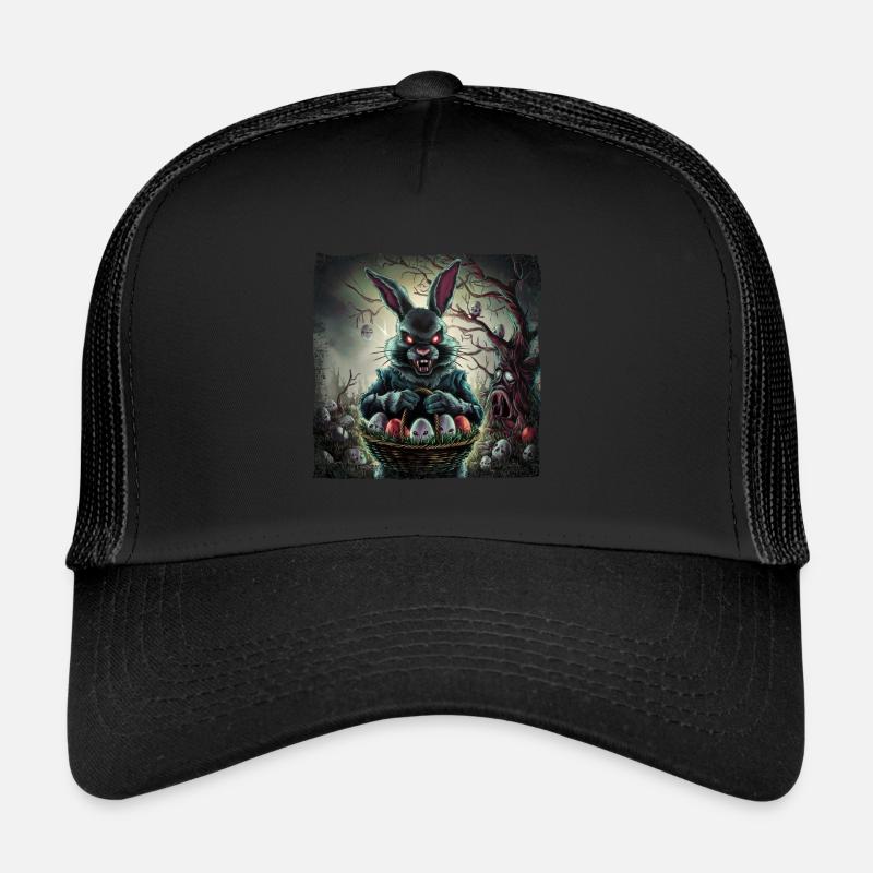 Horror Osterhase & Zombie Ostereier - Trucker Cap - Schwarz/Schwarz