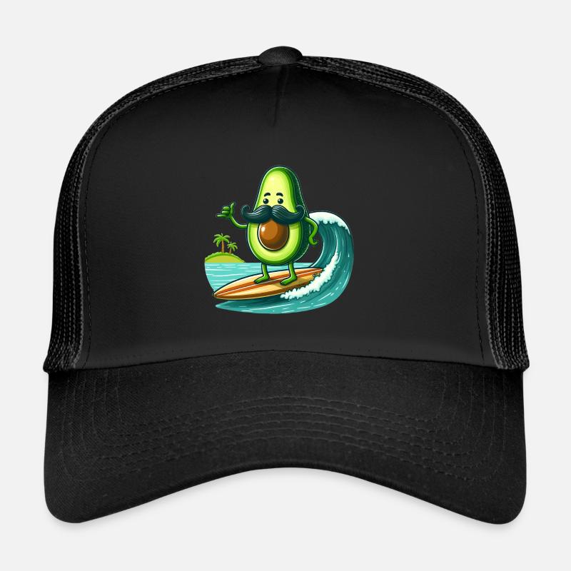 Eine Surfer Avocado mit Schnurrbart Trucker Cap