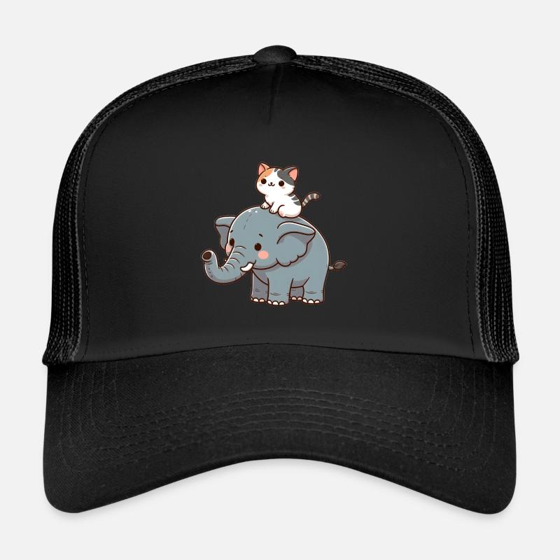 Le chat monte à dos d’éléphant - Casquette trucker  - noir/noir