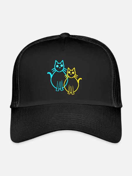 Chats Chat Chaton Chaton Rétro Vintage - Casquette trucker  - noir/noir - Devant