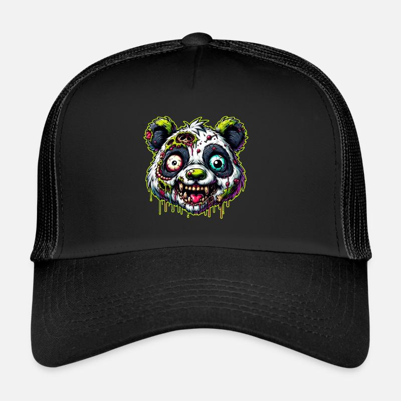 Panda Zombie Monster Halloween - Trucker Cap - Schwarz/Schwarz