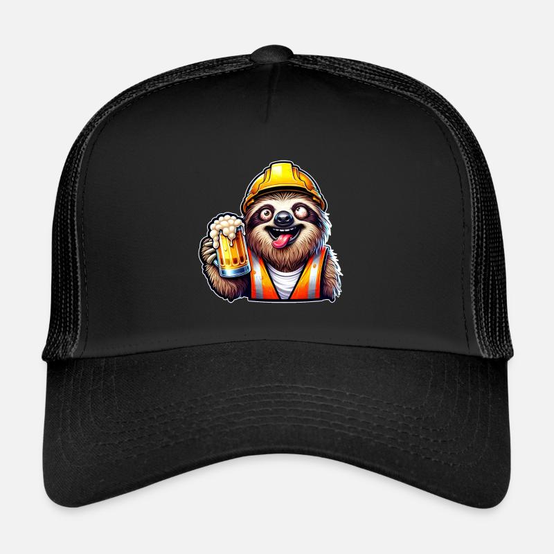Faultier Bauarbeiter Mit Bier Btrunken Lustig Trucker Cap