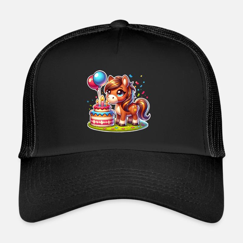 Pferd Geburtstag - Trucker Cap - Schwarz/Schwarz