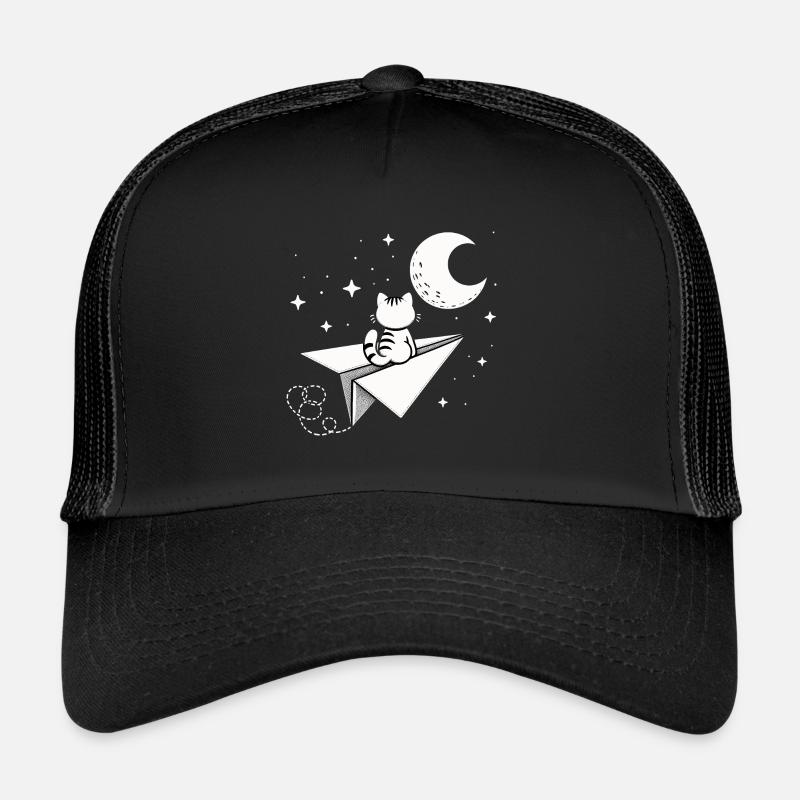 Chat Papier Avion Lune Envole-moi vers la lune Étoiles Casquette trucker 