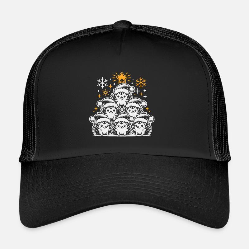 Igel Weihnachten - Trucker Cap - Schwarz/Schwarz