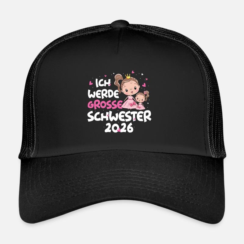 Ich Werde Große Schwester 2026 Prinzessin - Trucker Cap - Schwarz/Schwarz