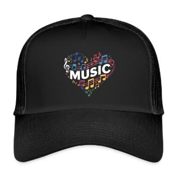 Heart and music make music with heart - Trucker Cap - black/black - Front