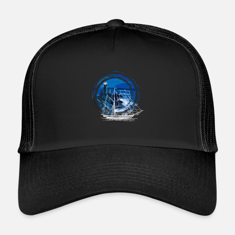 Navire devant un phare Casquette trucker 