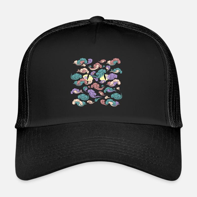 Japanische Windwolken - Trucker Cap - Schwarz/Schwarz