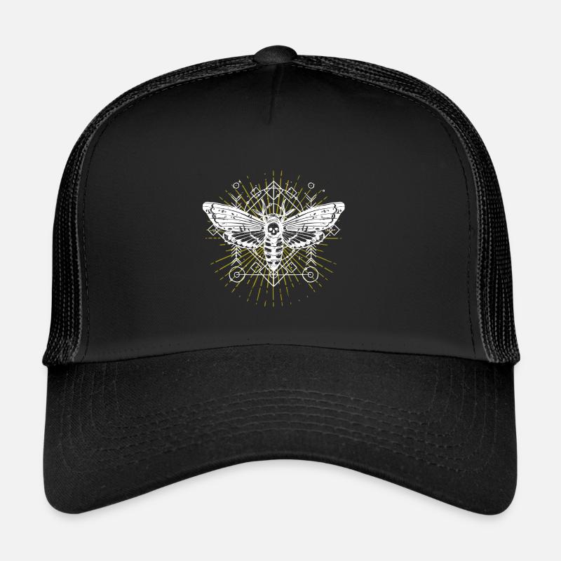 Motte Motten Moth Mondphasen Gothic Geschenkidee - Trucker Cap - Schwarz/Schwarz
