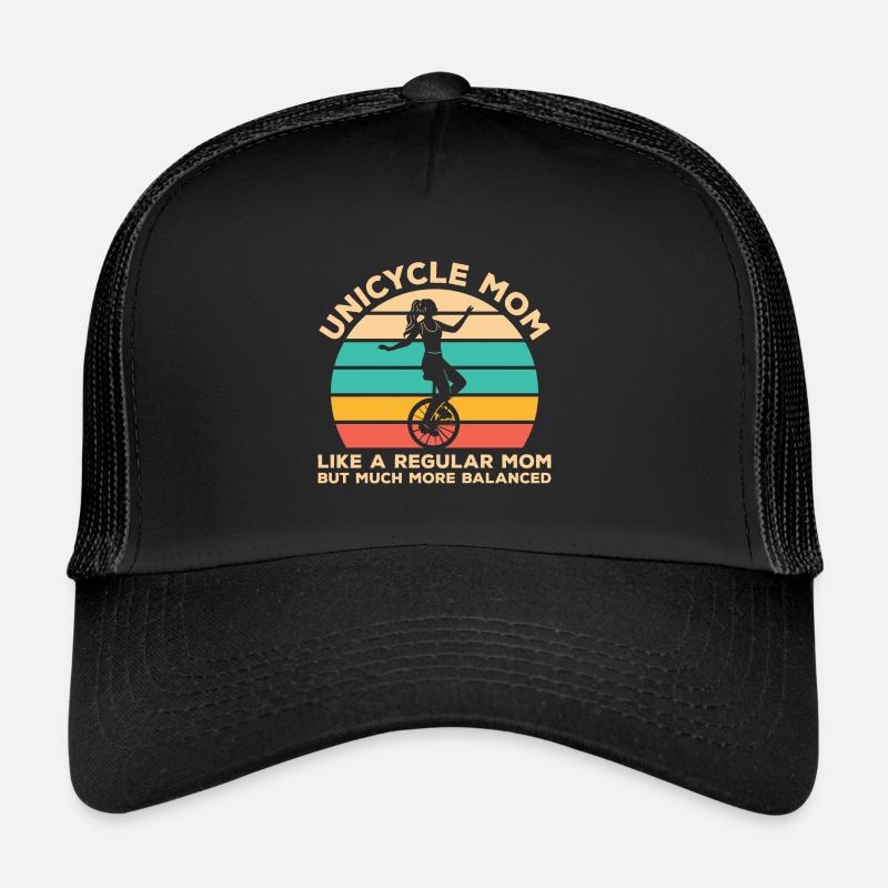 Einraddesign für eine Einradmama - Trucker Cap - Schwarz/Schwarz