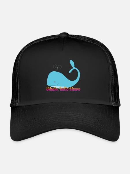 whale hello there - wal - Trucker Cap - black/black - Front