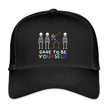 Wagen Sie es, Sie selbst zu sein Autistic Day Awareness - Trucker Cap - Schwarz/Schwarz - Vorne