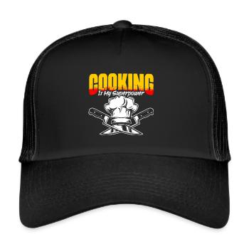 Funny culinary humor with superpower for - Trucker Cap - black/black - Front