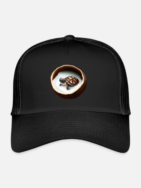 Baby turtle in coconut milk - Trucker Cap - black/black - Front