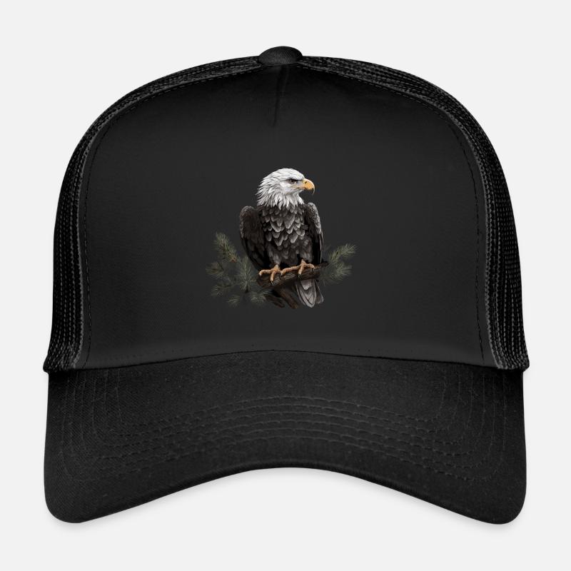 Weißkopfseeadler Adler Vogel Tier Wald - Trucker Cap - Schwarz/Schwarz